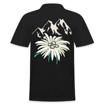 Mountains Mountains Peaks Edelweiss Blume Tirol Alm - Men's Polo Shirt - black - Back - Kai (181cm)