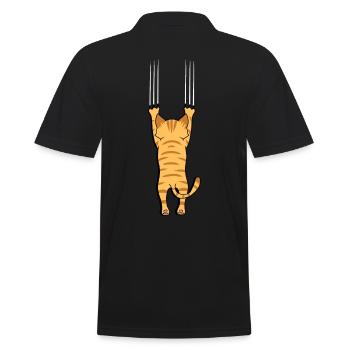 cat cats funny domestic cat wildcat child meow - Men's Polo Shirt - black - Back - Kai (181cm)