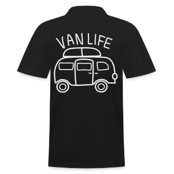Freedom and Adventure: Camping Life - Men's Polo Shirt - black - Back - Kai (181cm)