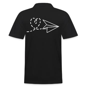 Love and Adventure Heart and Paper Planes - Men's Polo Shirt - black - Back - Kai (181cm)