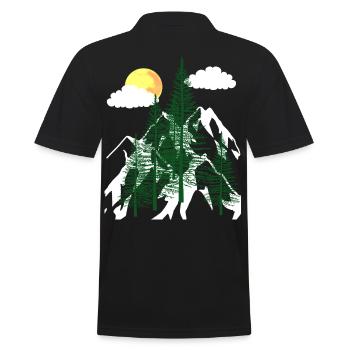 Wilderness Forest Trees Fir Trees Nature Mountains Mountains - Men's Polo Shirt - black - Back - Kai (181cm)