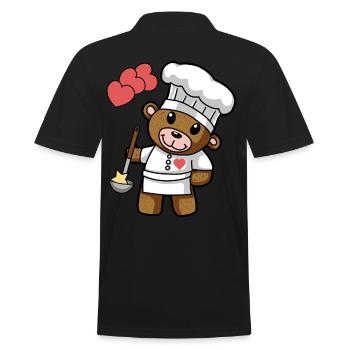 Teddybär Sterne Koch kochen Gourmet Küche - Männer Poloshirt - Schwarz - Hinten - Kai (181cm)