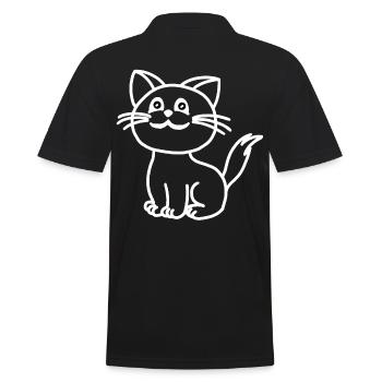 Katze Katze Haustiere Kinder Kitten Baby - Männer Poloshirt - Schwarz - Hinten - Kai (181cm)