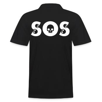 SOS Totenkopf Design mit Knochen Comic Stil - Männer Poloshirt - Schwarz - Hinten - Kai (181cm)