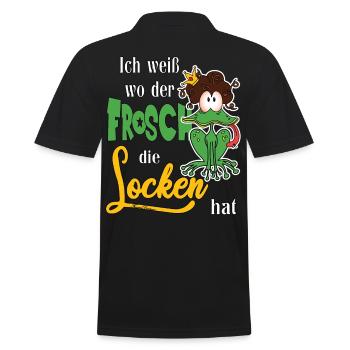 Ich weiß wo der Frosch die Locken hat - Männer Poloshirt - Schwarz - Hinten - Kai (181cm)