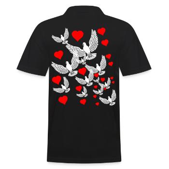Colombes de la Paix Coeurs Paix Mondiale Mouvement pour la Paix - Polo Homme - noir - Dos - Kai (181cm)