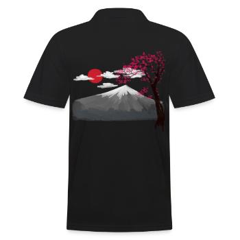 Asia China Japan Mountain Chinese Wilderness Mountain - Men's Polo Shirt - black - Back - Kai (181cm)