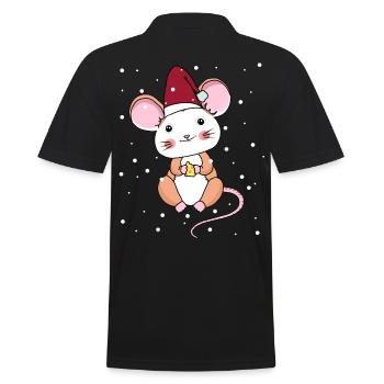 Xmas Kind Maus Schneeflocken Christmas Weihnachten - Männer Poloshirt - Schwarz - Hinten - Kai (181cm)