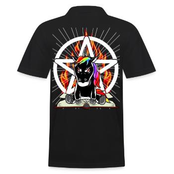 Satan Einhorn Pentagramm Teuflisch Fabelwesen Böse - Männer Poloshirt - Schwarz - Hinten - Kai (181cm)