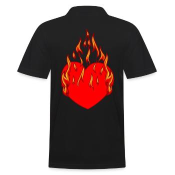 Heart, Fire, Flame, Inferno, Love, Love, Relationship, - Men's Polo Shirt - black - Back - Kai (181cm)