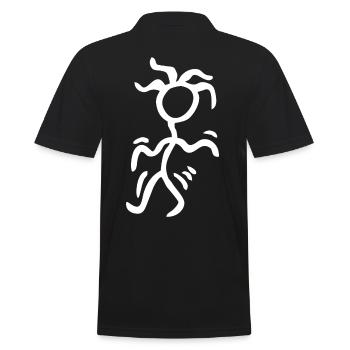 Dancing stick figure with wild hair - Men's Polo Shirt - black - Back - Kai (181cm)