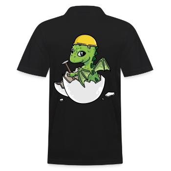 Dino Handwerker Eierschale Hammer Berufe Gewerbe - Männer Poloshirt - Schwarz - Hinten - Kai (181cm)