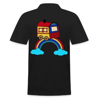 himmlisch wohnen Bauwagen Regenbogen Hippie - Männer Poloshirt - Schwarz - Hinten - Kai (181cm)