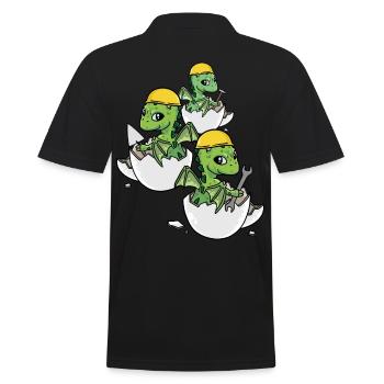 Dino Handwerker Eierschale Werkzeug Berufe Arbeit - Männer Poloshirt - Schwarz - Hinten - Kai (181cm)