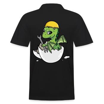 Dino Handwerker Eierschale Werkzeug Kfz Werkstatt - Männer Poloshirt - Schwarz - Hinten - Kai (181cm)