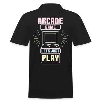 Arcade Game Lets Just Play Retro Video Games - Men's Polo Shirt - black - Back - Kai (181cm)