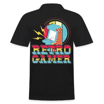 Retro Gamer Retro Video Games Arcade - Men's Polo Shirt - black - Back - Kai (181cm)