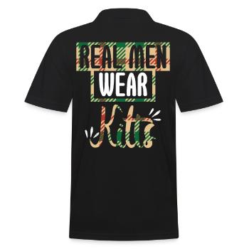 Real Men Wear Kilts - Men's Polo Shirt - black - Back - Kai (181cm)