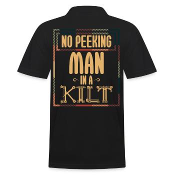 No Peeking Man In A Kilt - Men's Polo Shirt - black - Back - Kai (181cm)
