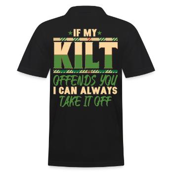 If My Kilt Offends You I Can Take It Off - Men's Polo Shirt - black - Back - Kai (181cm)
