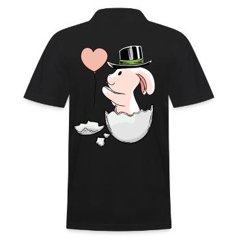 Osterhase Luftballon Eierschale Ostern Kaninchen - Männer Poloshirt - Schwarz - Hinten - Kai (181cm)