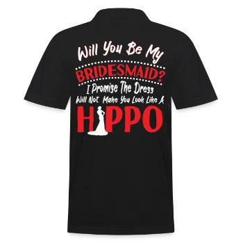 Will You Be My Bridesmaid Hippo Dress - Men's Polo Shirt - black - Back - Kai (181cm)