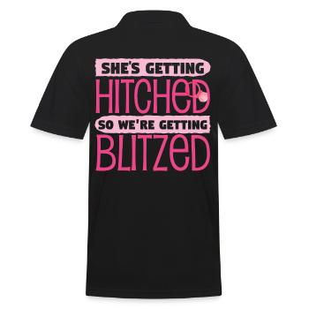 Shes Getting Hitched So Were Getting Blitzed - Men's Polo Shirt - black - Back - Kai (181cm)