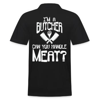 Support Your Local Butcher - Men's Polo Shirt - black - Back - Kai (181cm)