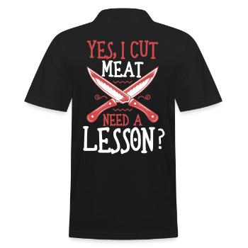 A Good Butcher Would Love To Handle Your Meat - Men's Polo Shirt - black - Back - Kai (181cm)