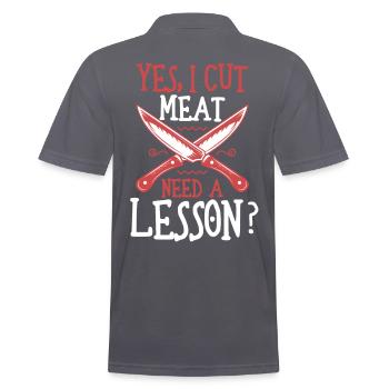 A Good Butcher Would Love To Handle Your Meat - Men's Polo Shirt - charcoal grey - Back - Nico (186cm)