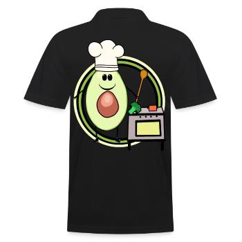 Avocado Cooking Hobby Chef Chef Chef's Hat Stove - Men's Polo Shirt - black - Back - Kai (181cm)