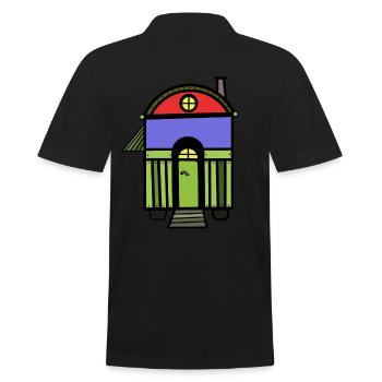 Bauwagen Hütte Wohnmobil Campingwagen wohnen Haus - Männer Poloshirt - Schwarz - Hinten - Kai (181cm)
