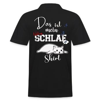 Das ist mein lieblings Schlaf Shirt m. süßer Katze - Männer Poloshirt - Schwarz - Hinten - Kai (181cm)