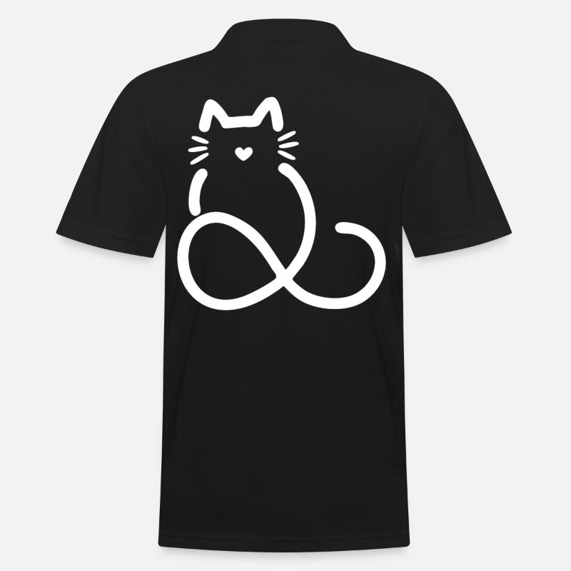 unendliche Liebe Herzform Katze - Männer Poloshirt - Schwarz