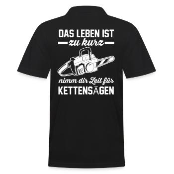 Kettensäge Forst Förster Waldarbeiter Holzfäller - Männer Poloshirt - Schwarz - Hinten - Kai (181cm)