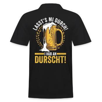 Trachten München Dirndl - Männer Poloshirt - Schwarz - Hinten - Kai (181cm)