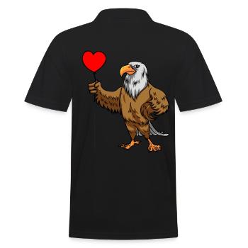 Eagle Bird Balloon Heart Wildlife Kids Child - Men's Polo Shirt - black - Back - Kai (181cm)