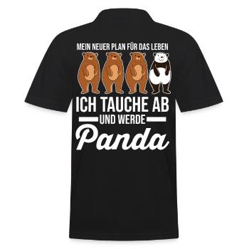 Panda - Männer Poloshirt - Schwarz - Hinten - Kai (181cm)
