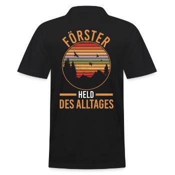 Waldarbeiter Holzfäller Waldarbeit Förster - Männer Poloshirt - Schwarz - Hinten - Kai (181cm)