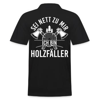 Waldarbeiter Förster Waldarbeit Holzfäller - Männer Poloshirt - Schwarz - Hinten - Kai (181cm)