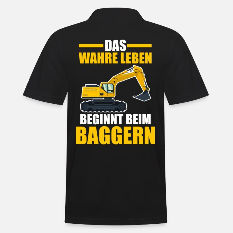 Baggerfahrer Maschinenführer Tiefbauer Bagger - Männer Poloshirt - Schwarz