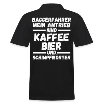 Baggerfahrer Kaffee Bier Tiefbauer Bagger - Männer Poloshirt - Schwarz - Hinten - Kai (181cm)