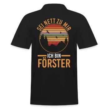 Waldarbeiter Holzfäller Waldarbeit Förster - Männer Poloshirt - Schwarz - Hinten - Kai (181cm)