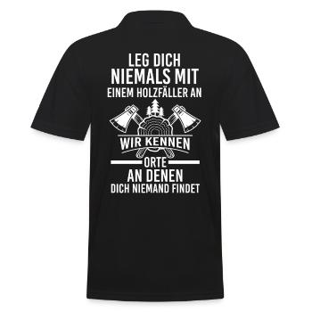 Waldarbeiter Förster Waldarbeit Holzfäller - Männer Poloshirt - Schwarz - Hinten - Kai (181cm)