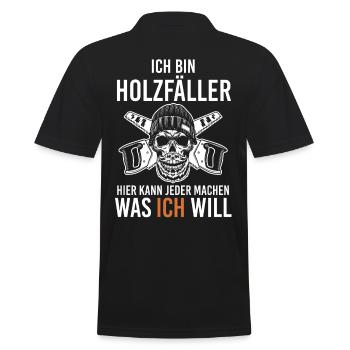 Waldarbeiter Förster Waldarbeit Holzfäller - Männer Poloshirt - Schwarz - Hinten - Kai (181cm)