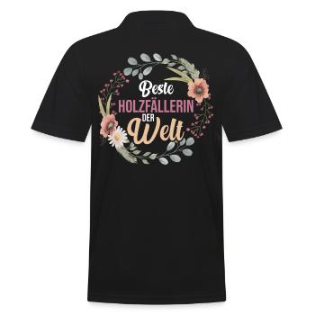Waldarbeiter Förster Waldarbeit Holzfäller - Männer Poloshirt - Schwarz - Hinten - Kai (181cm)