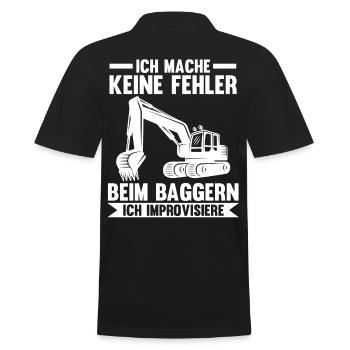 Baggerfahrer Maschinenführer Tiefbauer Bagger - Männer Poloshirt - Schwarz - Hinten - Kai (181cm)