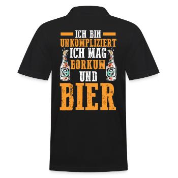 Nordsee Bier Borkum - Männer Poloshirt - Schwarz - Hinten - Kai (181cm)