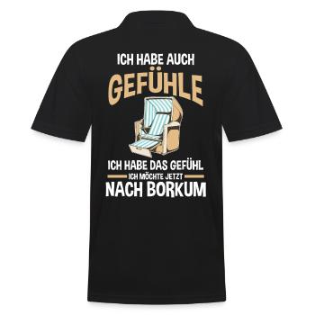 Nordsee Borkum - Männer Poloshirt - Schwarz - Hinten - Kai (181cm)