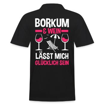 Nordsee Wein Borkum - Männer Poloshirt - Schwarz - Hinten - Kai (181cm)